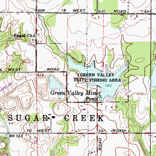 Topographic Map of Green Valley Public Fishing Area, IN