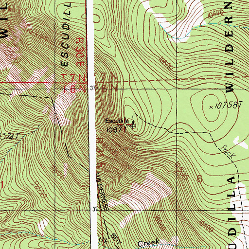 Topographic Map of Escudilla Lookout, AZ