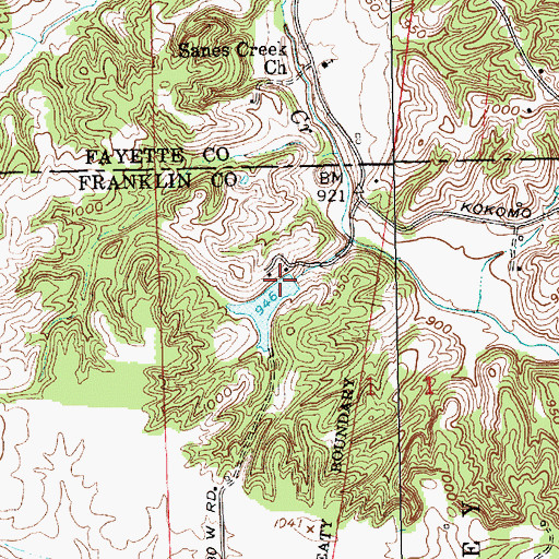 Topographic Map of Woodland Retreat Dam, IN