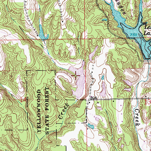 Topographic Map of Shady Oaks Lake, IN