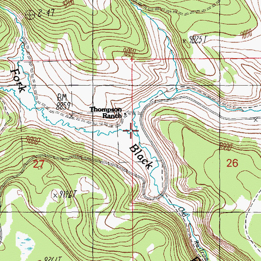 Topographic Map of Burro Creek, AZ
