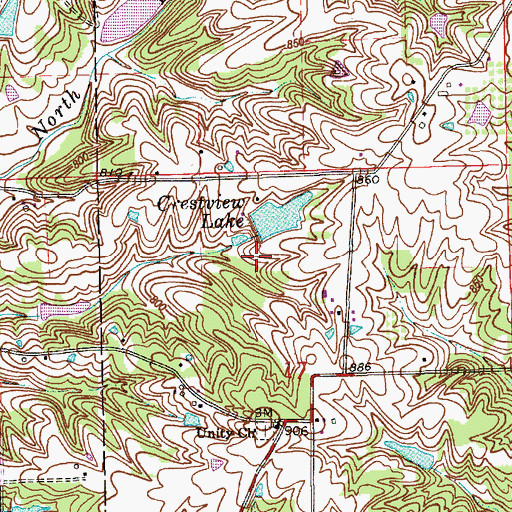 Topographic Map of Crestview Lake Dam, IN