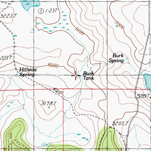 Topographic Map of Burk Tank, AZ