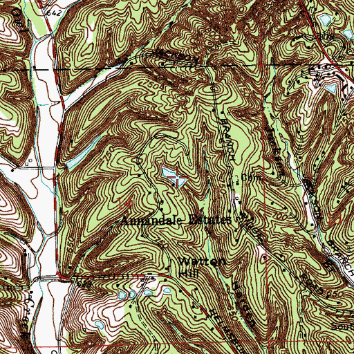 Topographic Map of Annandale Estates Lake, IN