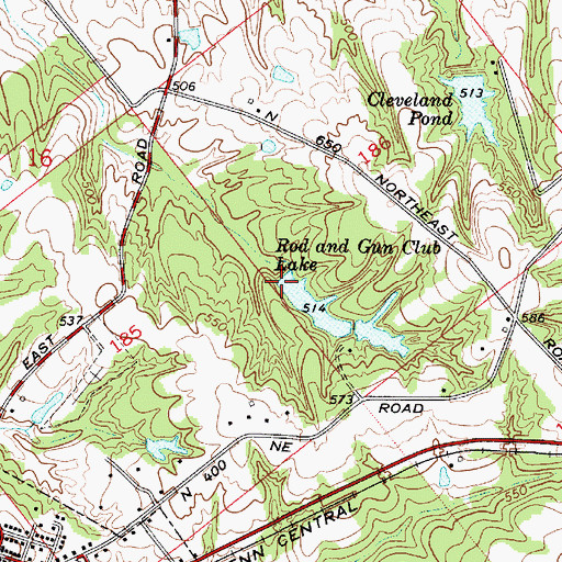 Topographic Map of Rod and Gun Club Dam, IN