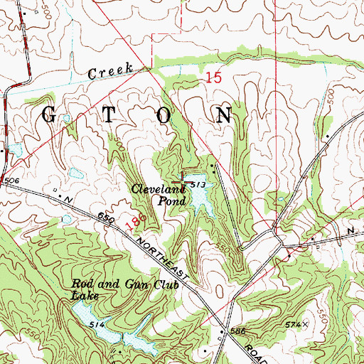 Topographic Map of Cleveland Pond Dam, IN