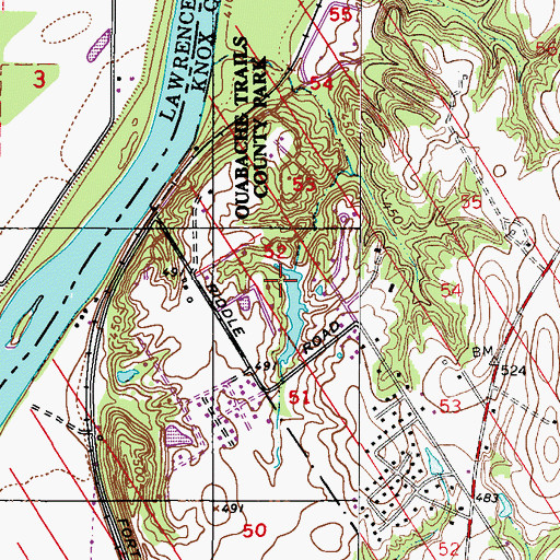 Topographic Map of Clarence Kopp Lake Dam, IN