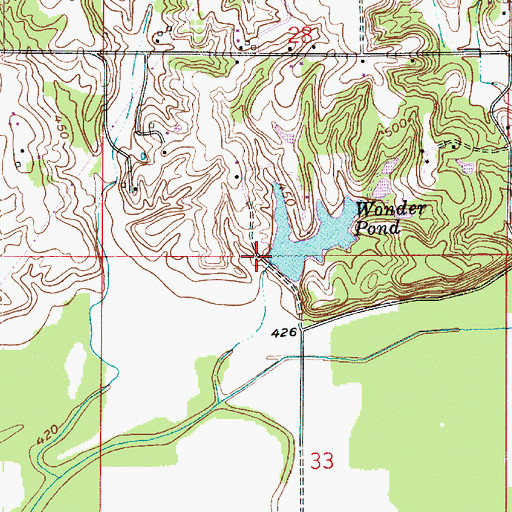Topographic Map of Wonder Pond Dam, IN