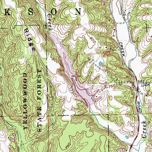 Topographic Map of Edward Lewis Lake Dam, IN