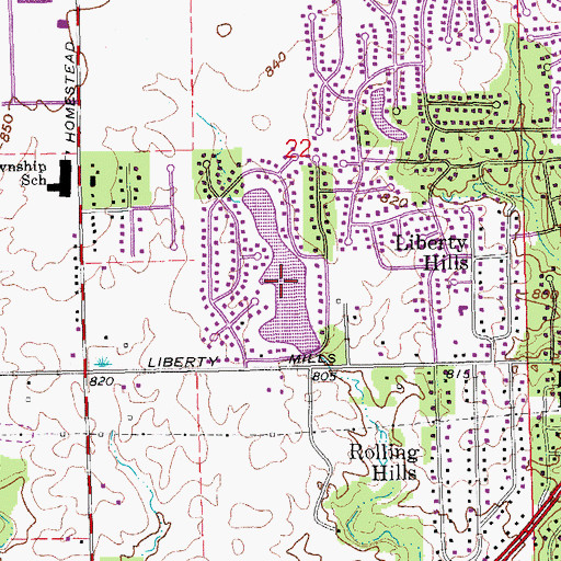 Topographic Map of Kekingo Shores Lake, IN