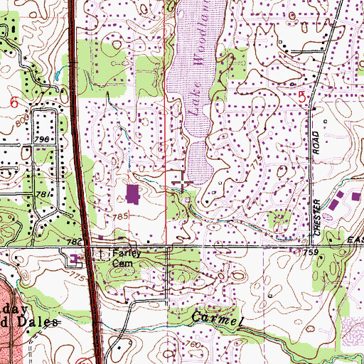 Topographic Map of Woodland Addition Lake Dam, IN