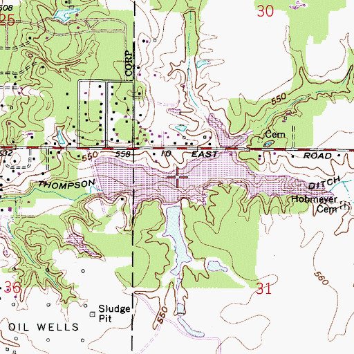 Topographic Map of Hulman Street Reservoir, IN
