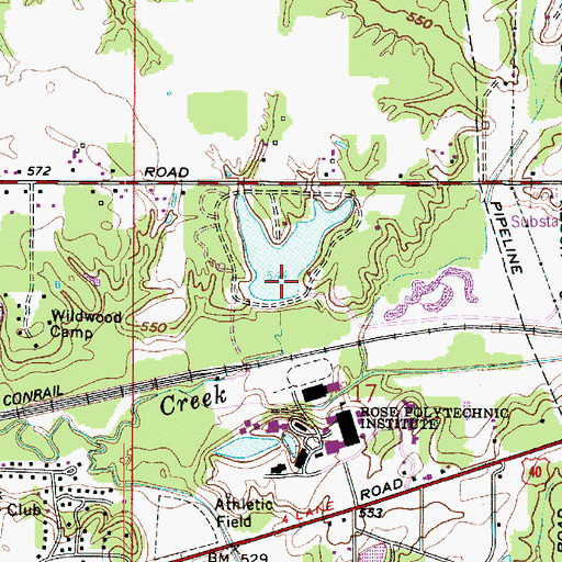 Topographic Map of Maple Avenue Lake Dam, IN