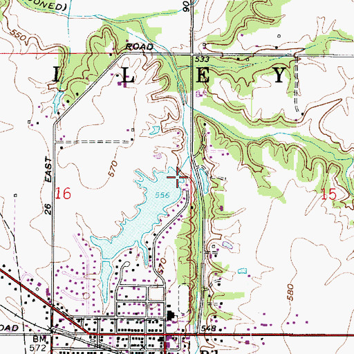 Topographic Map of Lakewood Subdivision Dam, IN