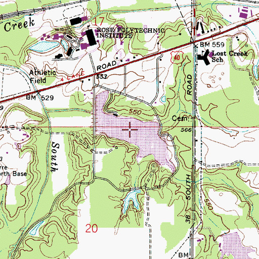 Topographic Map of Hulman Lodge Lake, IN