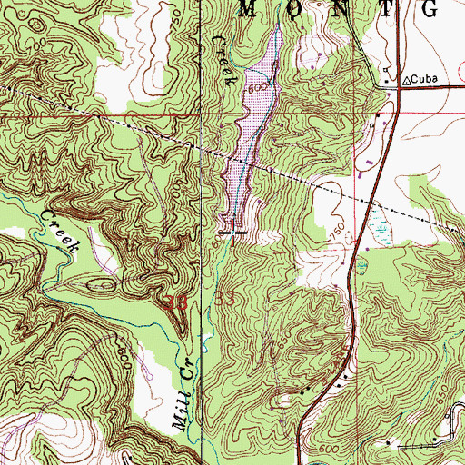 Topographic Map of Amazon Lake Dam, IN