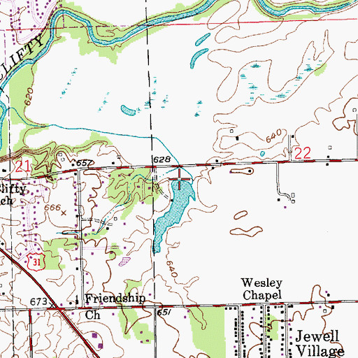 Topographic Map of Suhre Lake Dam, IN