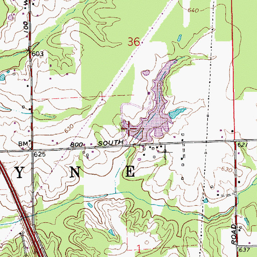 Topographic Map of Meyer Lake Dam, IN