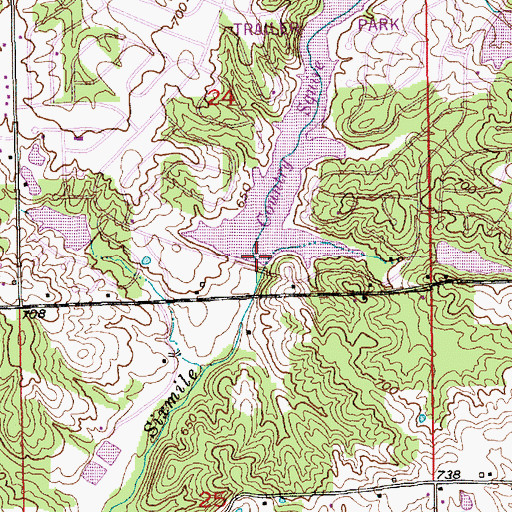 Topographic Map of Country Squire Lake Dam, IN