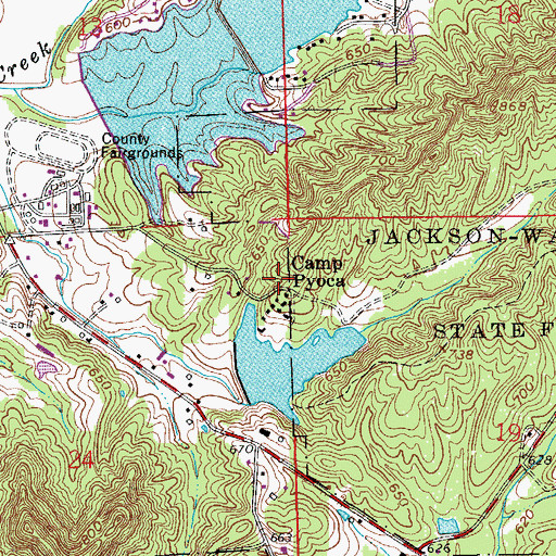 Topographic Map of Lake Pyoca Dam, IN