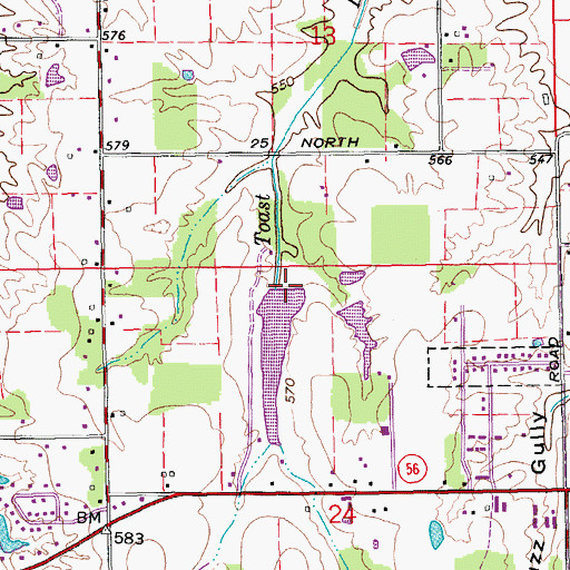 Topographic Map of Marshall King Lake Dam, IN