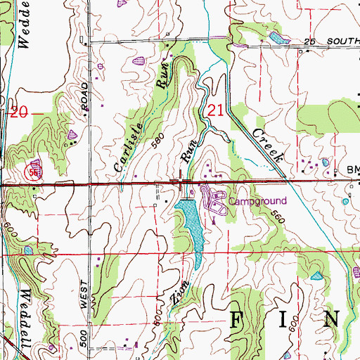 Topographic Map of Don Reid Lake Dam, IN