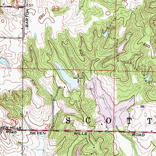 Topographic Map of Bell Conservation Lake Dam, IN