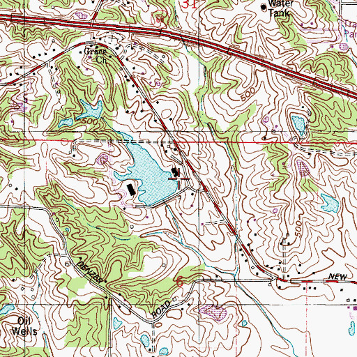 Topographic Map of Mater Dei Provincial Lake Dam, IN