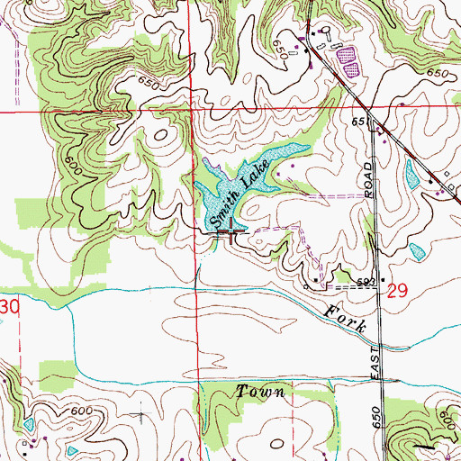 Topographic Map of Leroy Smith Lake Dam, IN