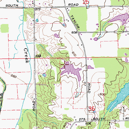 Topographic Map of David Garriott Lake Dam, IN
