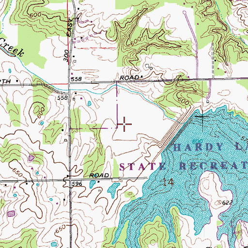 Topographic Map of Lake Hardy Dam, IN