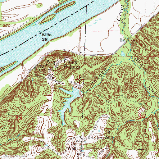 Topographic Map of Pahoka Camp Lake Dam, IN