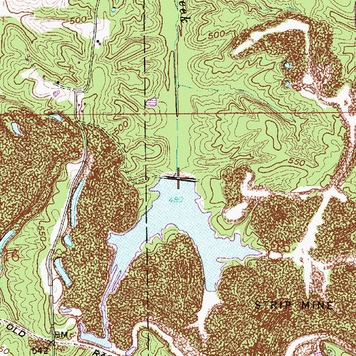 Topographic Map of Augusta Lake Dam, IN