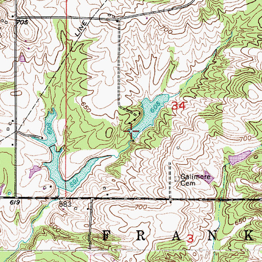 Topographic Map of Thomas Lake Dam, IN