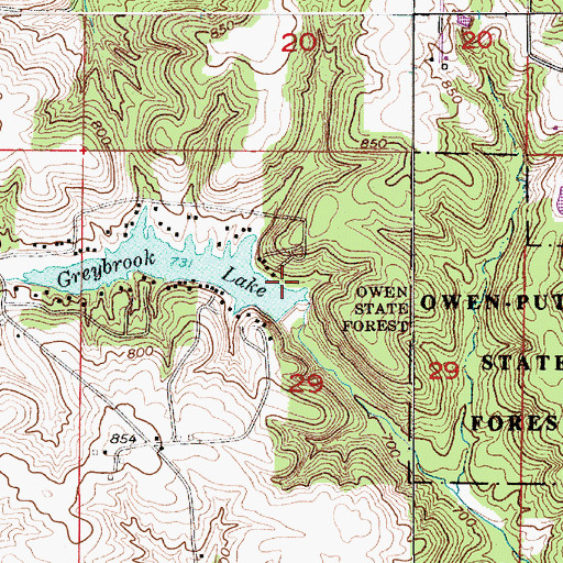 Topographic Map of Greybrook Lake Dam, IN