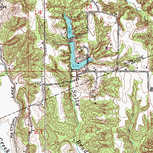 Topographic Map of Lahr Lake Dam, IN
