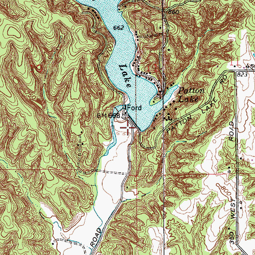 Topographic Map of Patton Dam, IN