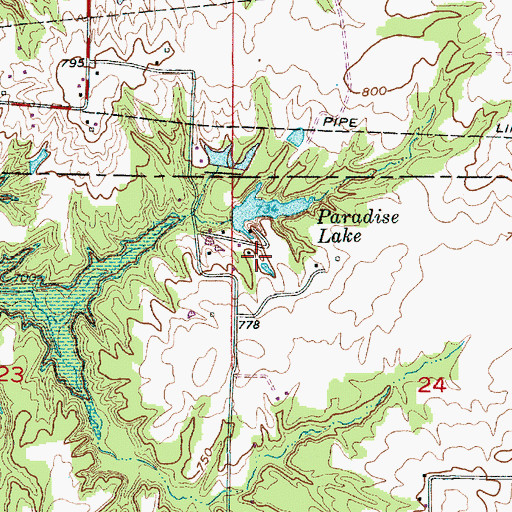 Topographic Map of Camp Otto Lake Dam, IN