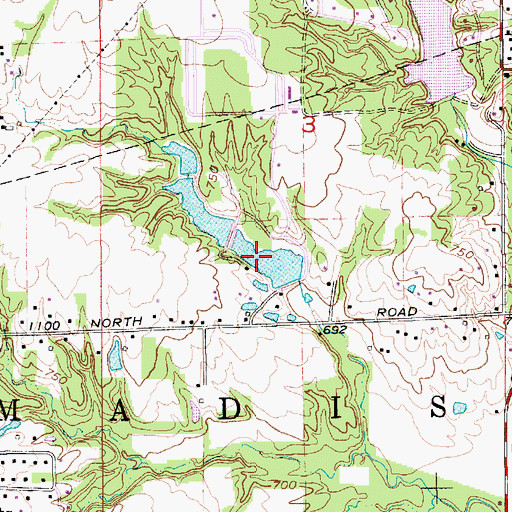 Topographic Map of Upper Spring Lake Dam, IN