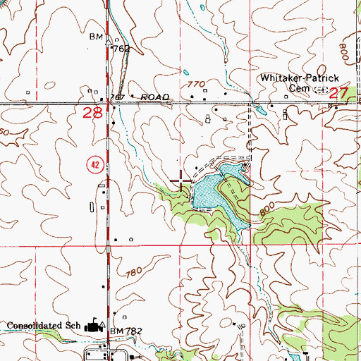Topographic Map of Whispering Wind Lake Dam, IN