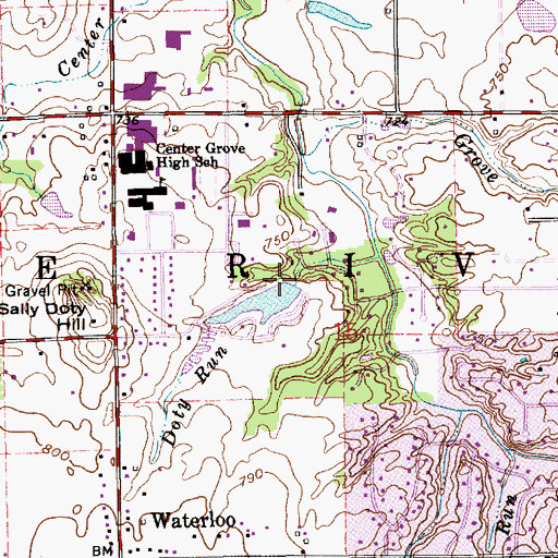 Topographic Map of Doty Run Lake Dam, IN