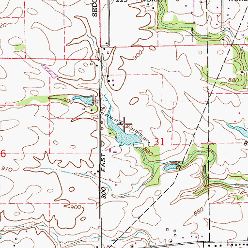 Topographic Map of Donahue Lake Dam, IN