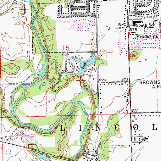 Topographic Map of Lewis Lake Dam, IN
