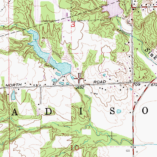 Topographic Map of Lower Spring Lake Dam, IN