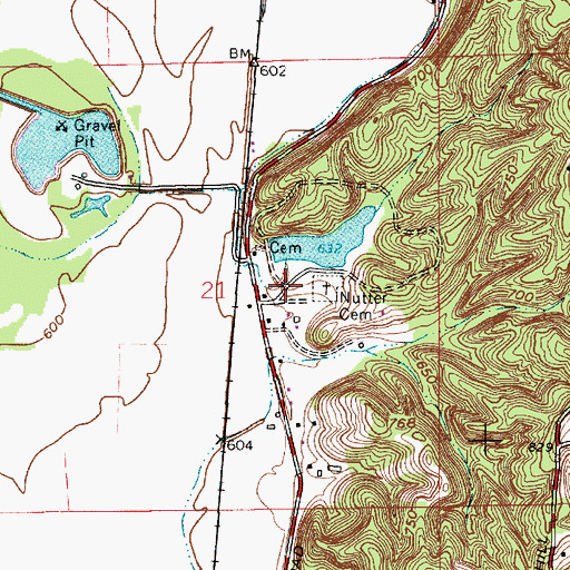 Topographic Map of Dalton Lake Dam, IN