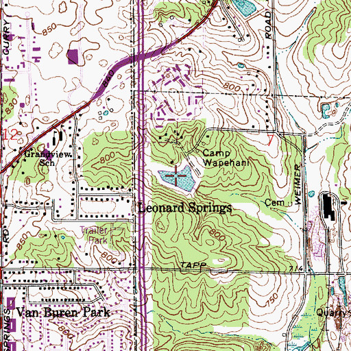 Topographic Map of Weimer Lake, IN