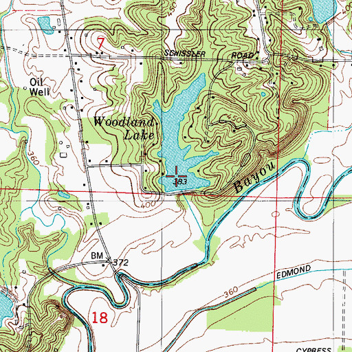 Topographic Map of Woodland Lake Dam, IN