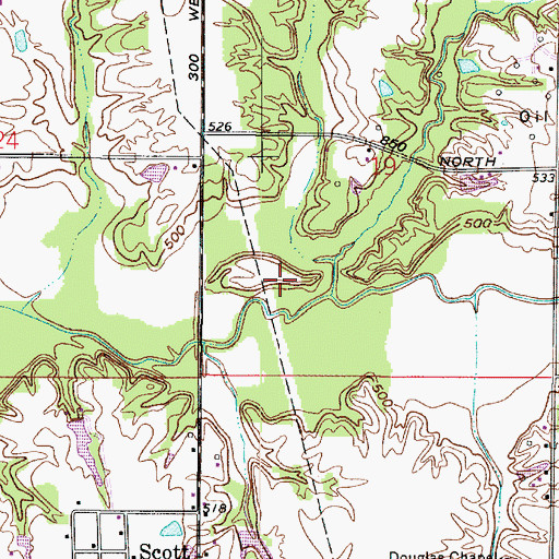 Topographic Map of Curry Prairie Creek, IN