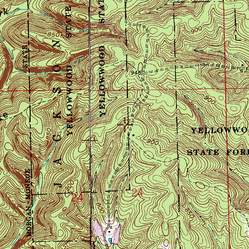 Topographic Map of Opossum Run, IN