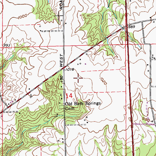 Topographic Map of Bath Creek, IN